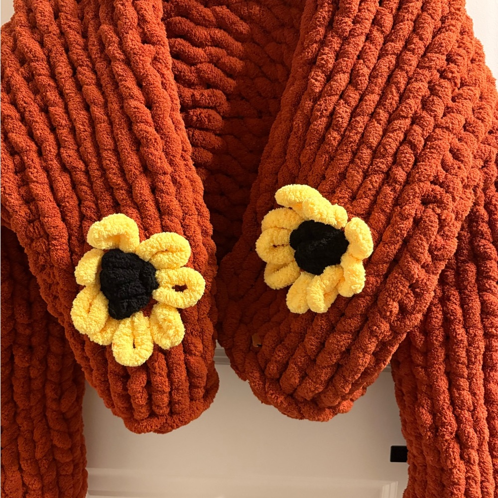 Chunky Knit Sweater with Sunflowers - Picture 2 of 7